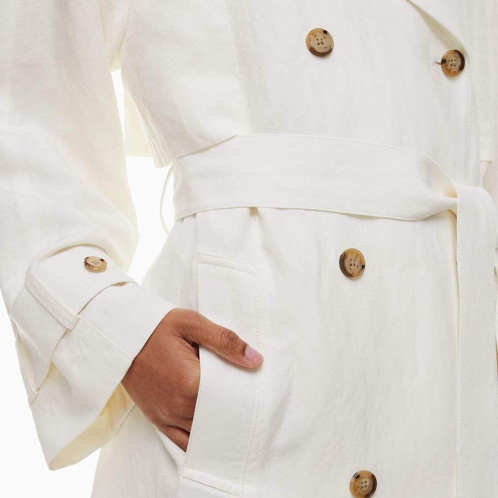 Aritzia Cream Double-Breasted Trench Coat - Picture 3 of 4
